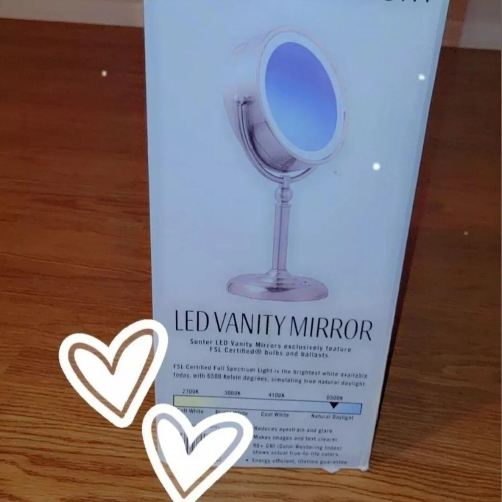 Silver LED Vanity Mirror for Bath with Magnification